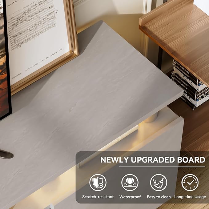 70 TV Stand for Living Room Entertainment Center with Storage Cabinet Fits TVs up to 80 Modern Media Console with Shelves 36 Electric Fireplace (Grey+Black)