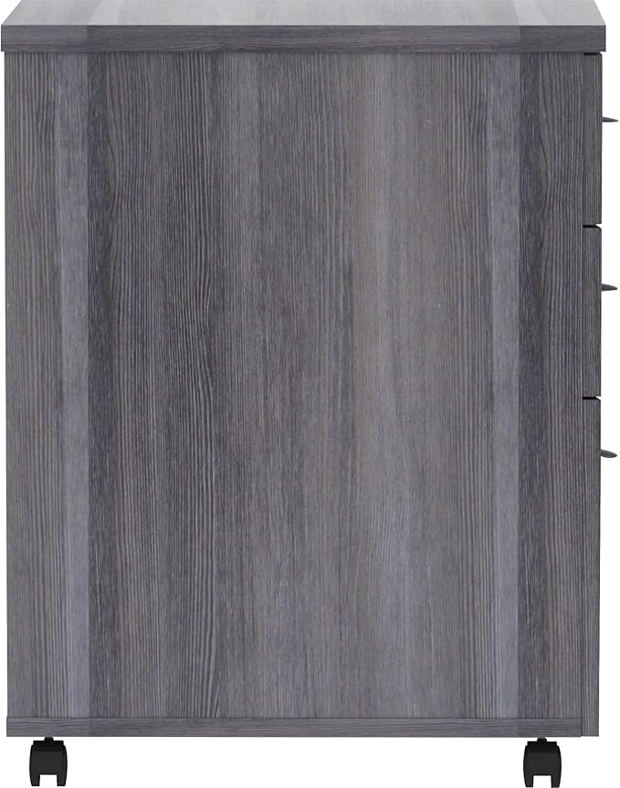 Lorell Weathered Charcoal Laminate Desking Pedestal - 3-Drawer