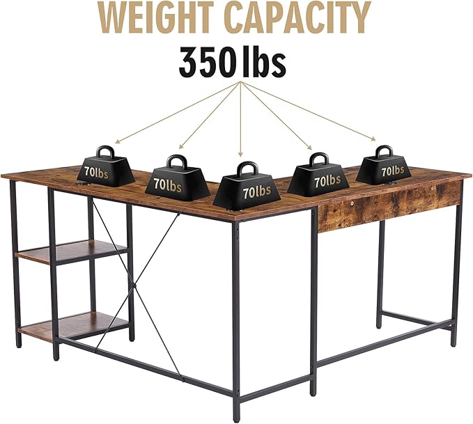 UNICOO L Shaped Desk - Corner Desk for Home Office Gaming Desk L Shape Computer Workstation Ideal Space-Saving Solution for Gamers and Professionals Sturdy and Durable Construction