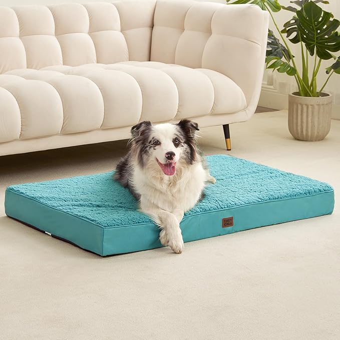 EHEYCIGA Orthopedic Medium Dog Beds for Small Dogs with Removable Washable Cover for Crate Turquoise Blue 30x20