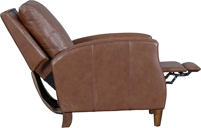 Parker Living Hunter - Chestnut Charm Manual Pushback Recliner Chair Top Grain Leather with Match Genuine Leather Recliner Comfortable