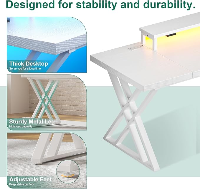 79 Inch Two Person Desk with Drawers Extra Long Desk with Storage Shelves Double Home Office Desk with Hooks 2 Person Writing Study Table Workstation for Home Office (70'' White2)
