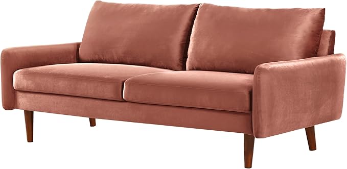 Kent Velvet Sofa for Modern Living Rooms and Compact Spaces Comfy 3 Seater Couch Studio Apartment Furniture with Sleek Design Rose