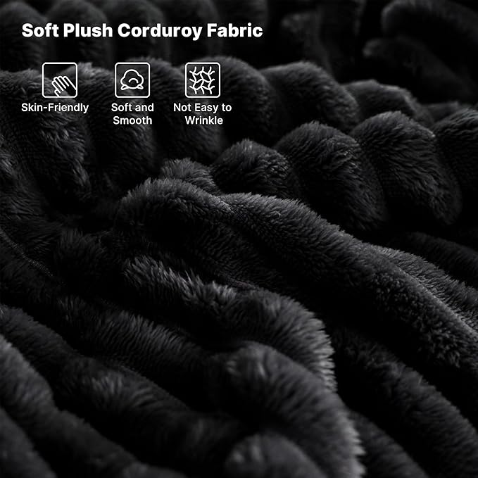 41 Oversized Chaise Lounge Chair Indoor Black Corduroy Boneless Sofa Bed Comfy Cloud Couch Sectional Couches for Living Room Bedroom No Assembly(Left)