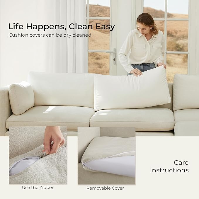 CHITA Oversized Modular Sectional Sofa FSC Certified L Shaped Sectional Couches for Living Room 112 inch Width4 Seat Modular Sofa with Storage Ottoman Linen