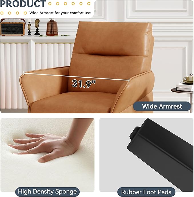 HAOBO Home Modern Accent Chair Upholstered Faux Leather Armchair Living Room Chairs Lounge Side Chairs Office Chair Brown Set of 2