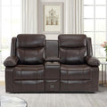 Loveseat Recliner Sofa with Massage &amp Heating Reclining Loveseat with Console RV Wall Hugger Double Loveseat Recliner Couch for Living Room &amp Home Theater (Brown)