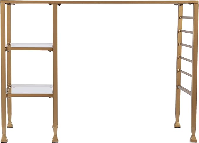 SEI Furniture Jaymes Gold Metal/Glass Writing Desk Soft Gold