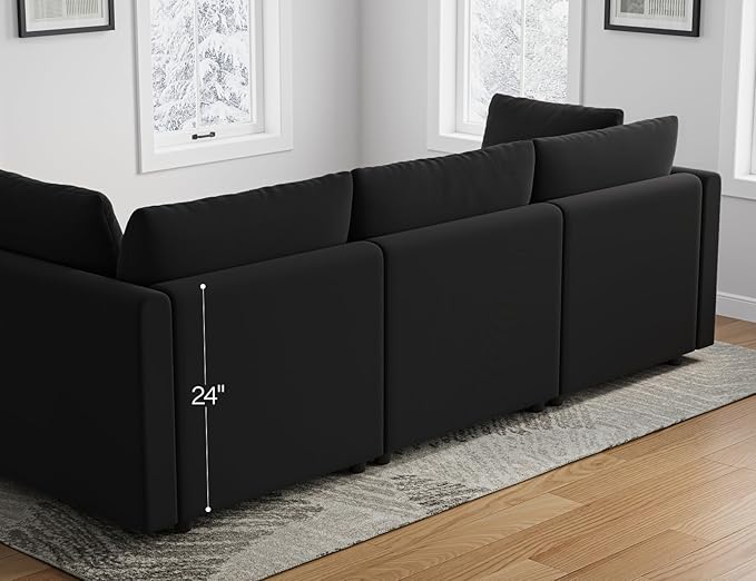 Txtin's Cloud Couches for Living Room L Shaped Sectional Couch with Ottoman Deep Plush 4 Seats Sofa Modern Sofa for Apartment Black