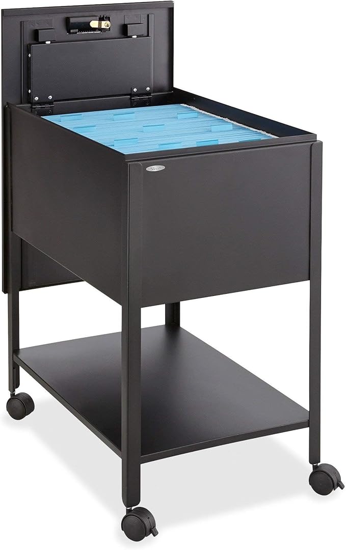 Pemberly Row Extra Deep 1-Drawer Legal Mobile Metal Tub File Black Finish Lockable Steel Construction Lower Storage Shelf Swivel Casters Indoor Office Filing Cabinet 16.5W x 24.75D x 28.25H