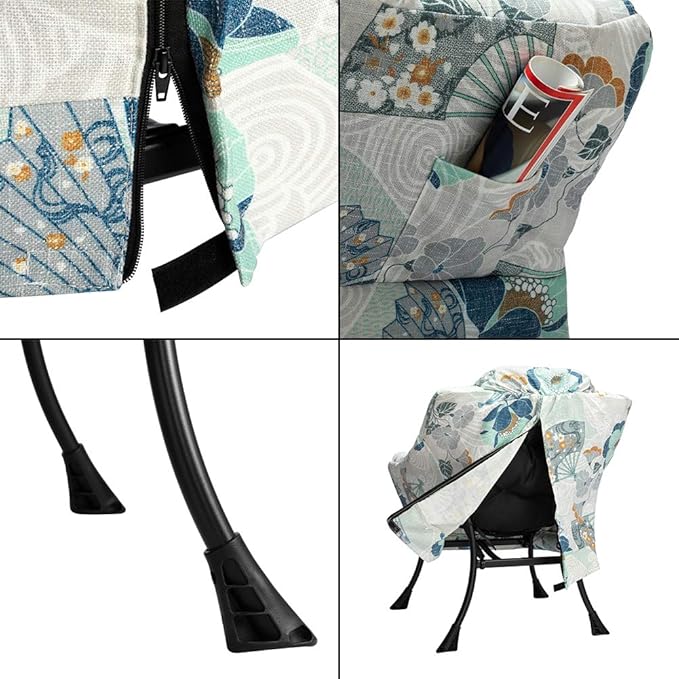 HollyHOME Lazy Chair with Armrest and Side Pocket Comfy Accent Lounge ChairLeisure Sofa Armchair for Living Room Bedroom Dorm or Small Spaces Oversized Reading Sofa ChairFan Print