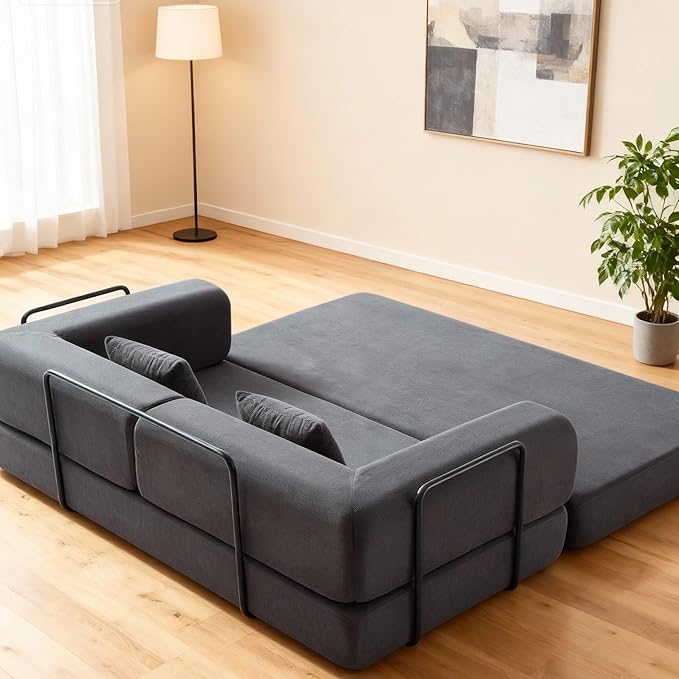 KEIKI Convertible Corduroy Sleeper Sofa Bed with Multi Position Backrest Floor Folding Mattress Sofa for Small Space Living Area Studio