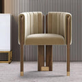 homary Velvet Fluted Accent Chair for Living Room with Wood Frame High Resilience Foam Elegant Modern Armchair (Camel)