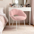 Petal Makeup Vanity Chair with BackUpholstered Makeup Accent Reading Chair No WheelsModern Dining Chair for HomeOfficeBedroomTeddy Plush (Pink)