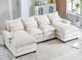 110.2 Modular U Shaped Cloud Couch Modern 4-Seat Chenille Upholstery Sectional Sofa with Double Chaise &amp Double Layer Cushions Deep Seat Comfy Couch for Living Room Bedroom Apartment Beige