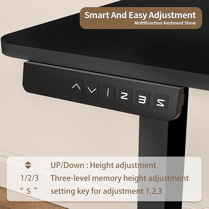 Electric Standing Desk 23.6 x 47.2 Adjustable Height Sit Stand Up Desk with 3 Memory Preset Table Ergonomic Computer Desk for Home Office Workstation Black