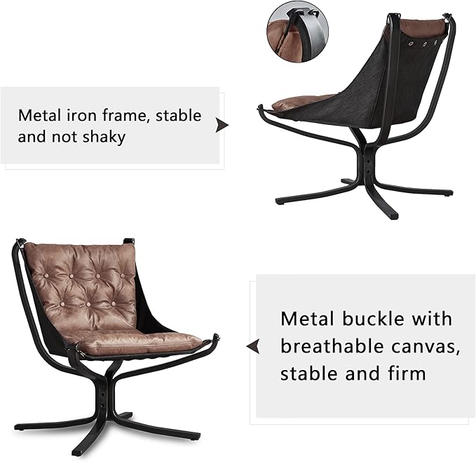 Living Room Chairs Genuine Leather Butterfly Chair Handmade Iron Frame Reading Chair Vintage Chair for Study Room Reading Bedroom Living Room Office