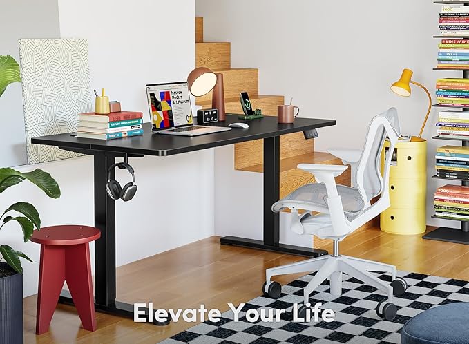 FEZIBO Electric Standing Desk 55 x 24 Inches Height Adjustable Stand up Desk Sit Stand Home Office Desk Computer Desk Black