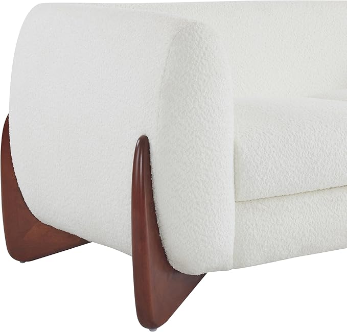 Christopher Knight Home Alma 63 Boucle Loveseat with Wood Legs 2 Seater Sofa Couches for Living Room Upholstered Couch Chair Soft Seating Lounge Sofa Chair Cozy Loveseat with Armrest Beige