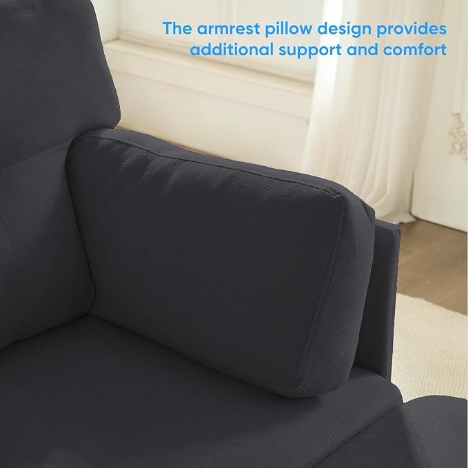 PUREMIND Sectional Couches for Living Room Modern Snow Velvet U-Shaped Sofa Couch with Double Chaise Upholstered 4 Seater Sofa with Double Chaise for Living Room Apartment Office Dark Grey
