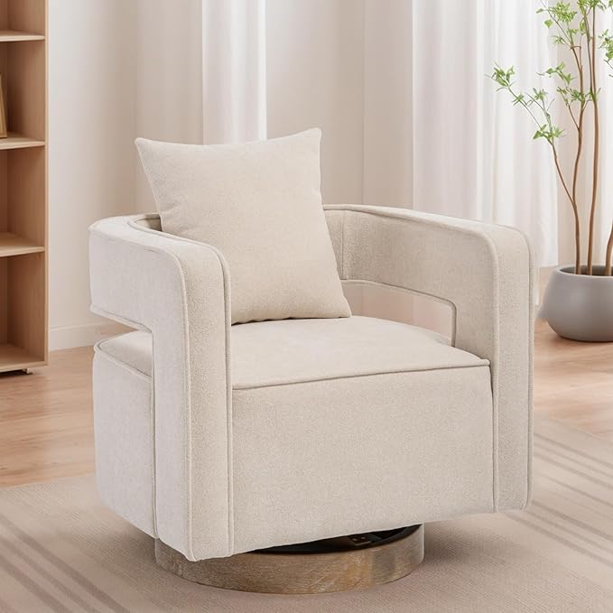 Mlmh &amp Kngwa 29 W Swivel Accent Barrel Chair Set of 2 Upholstered Linen Round Arm Chair for Living Room BedroomBeige