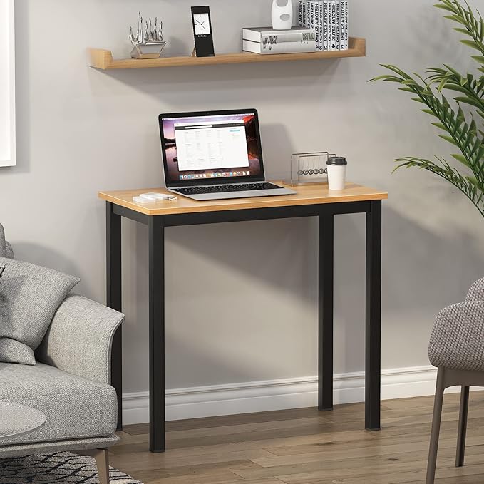 SogesGame Small Computer Desk 31.5 inches Small Office Desk Computer Table Study Writing Desk Workstation for Home Office Teak Black