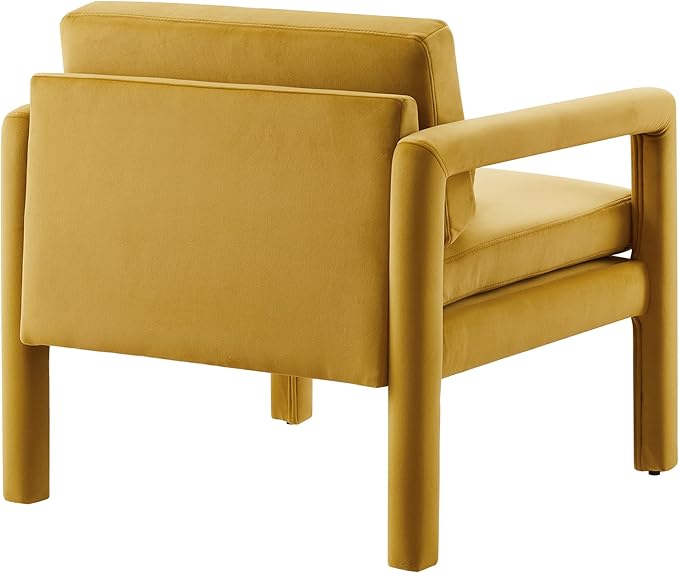 Art Leon Modern Accent Chair Velvet Upholstered Arm Chair with Pillow Single Sofa Chair for Living Room Bedroom Yellow