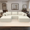 Modern Modular Sectional Sofa 110 Inch Comfy 3 Seater U-Shaped Cloud Couch with 2 Movable Ottomans Chenille Boneless Sofa Couch with Deep Seat for Living RoomNo Assembly RequiredWhite
