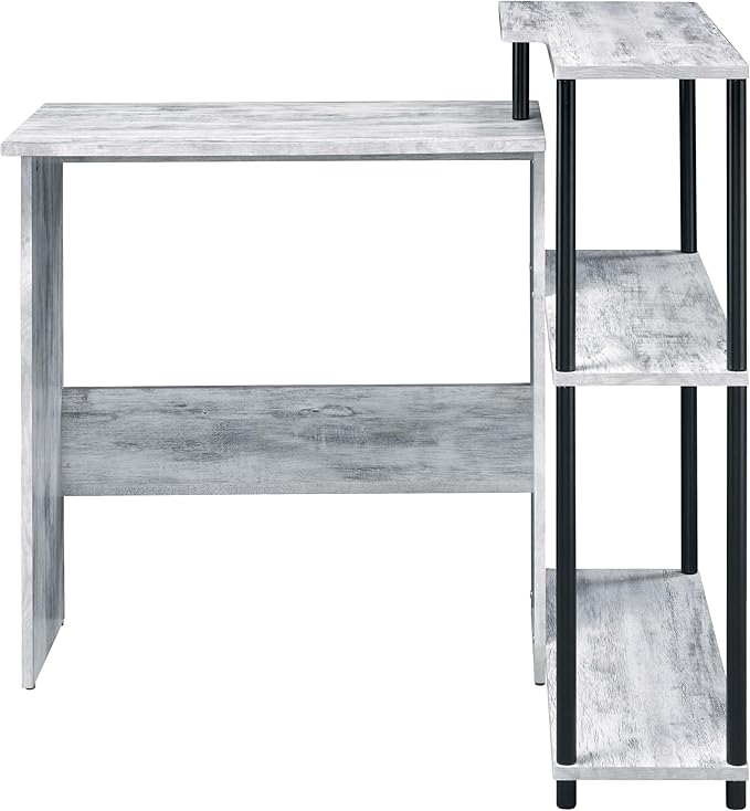 Antique White and Black Office Desk with Bookshelf