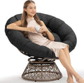 Bme 40 Ergonomic Wicker Papasan Chair with Soft Thick Cushion &amp Frame 360° Swivel Circle Reading Comfy Chair for Living Room Bedroom