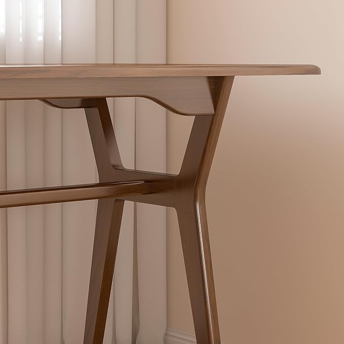 Solid Wood Study Desk - 78.8 Double Long Computer Table for Home Office 2-Person PC Workstation Walnut
