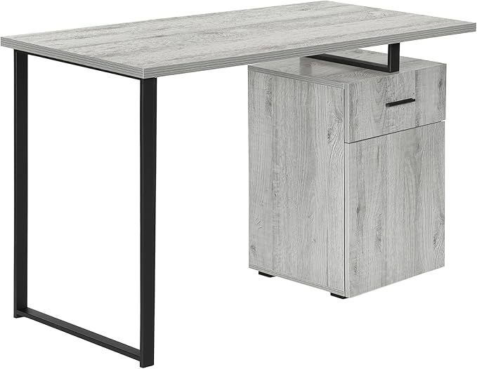 Monarch Specialties I 7763 Computer Desk Home Office Laptop Left Right Set-up Storage Drawers 48 L Work Metal Laminate Grey Black Contemporary