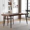 Modern Simple Style 55 Standing Desk Study Computer Desk - Black Metal Frame Solid Wood Planks for Home Office Bedroom