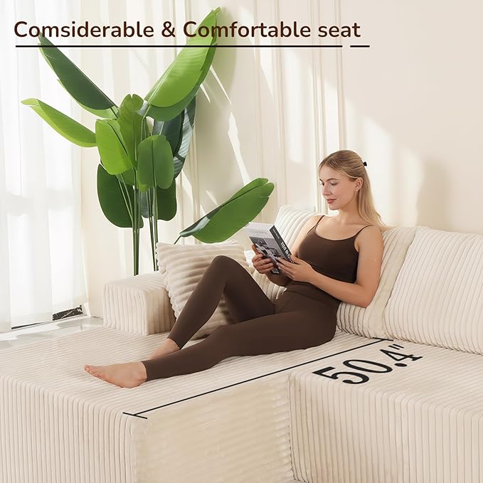 Boneless CouchCloud-Like Softness &amp Supportive FirmnessSectional Couches for Living RoomCloud Couch with No Assembly &amp Removable Washable CoversBeige