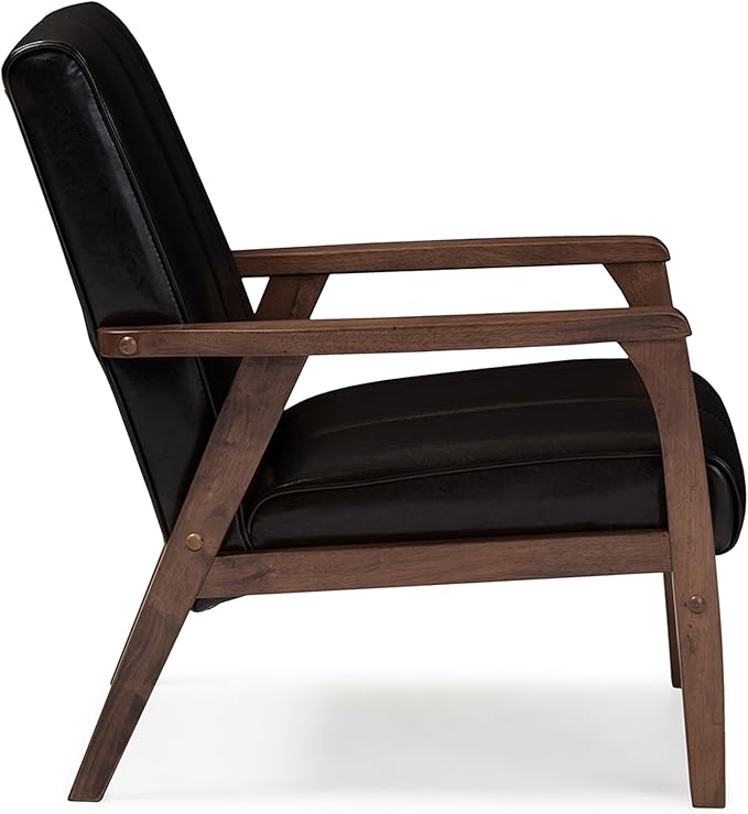 Baxton Studio BBT8011A2-Brown Living-Room-Chairs Medium Leather Dark Brown
