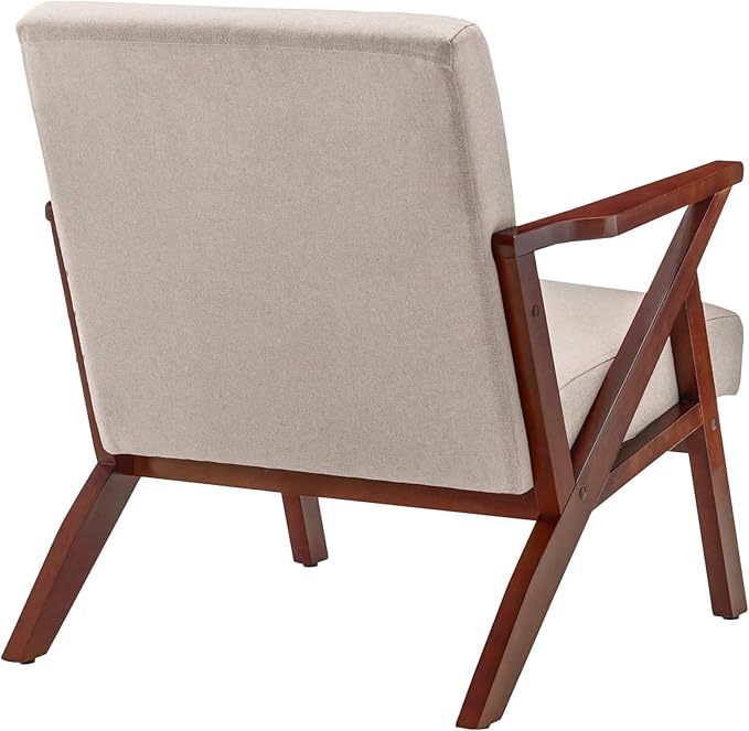 Convenience Concepts Take a Seat Cliff Accent Armchair Mid-Century Modern Lounge Chair for Living Room Bedroom 28.5 Sandy Beige Fabric/Espresso