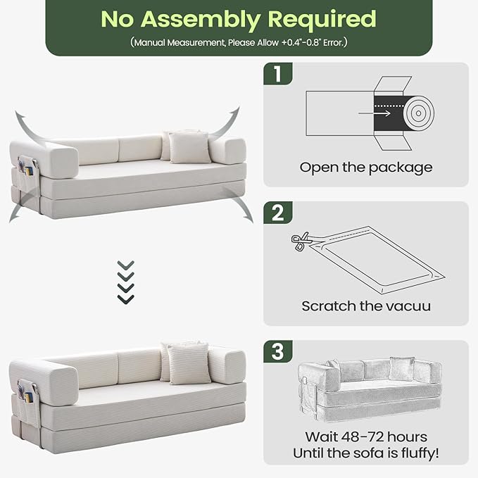 Multi-functionalcorduroy Sofa Bed Crafted from Corduroy Fabric is Ideal for Apartments and Living Rooms. Sleeper Sofa Couch Folding futon or Foldable Floor Convertible Floor Studio | Multi-functiona