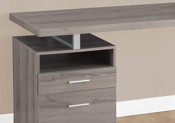 Computer Desk Home Office Laptop Left Right Set-up Storage Drawers 60 l Work Brown Laminate Grey Metal Contemporary ModernTaupe