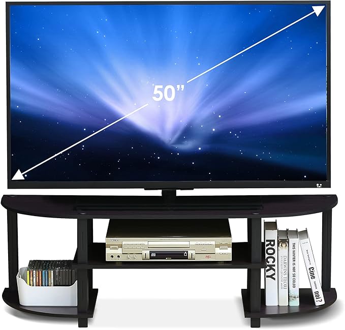 Furinno Turn-S-Tube Wide TV Entertainment Center Dark Walnut