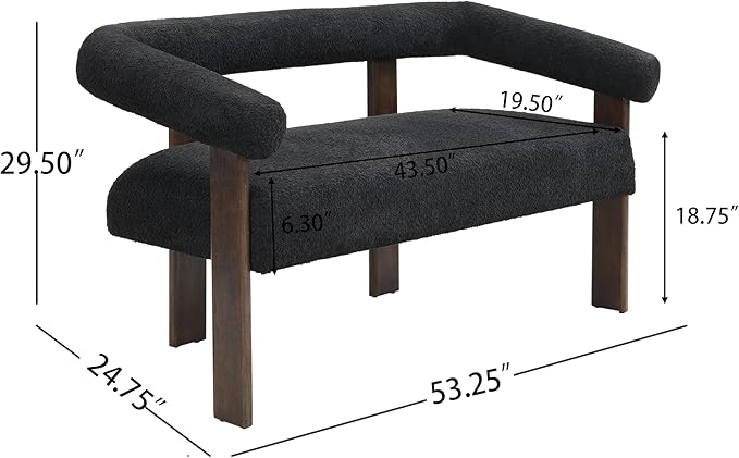 Christopher Knight Home Celen Modern Boucle Fabric Upholstered Loveseat with Round Armrest and Rubberwood Frame Comfy Living Room 2-Seater Sofa Space-Saving Couch for Hotel/Apartment Black + Brown