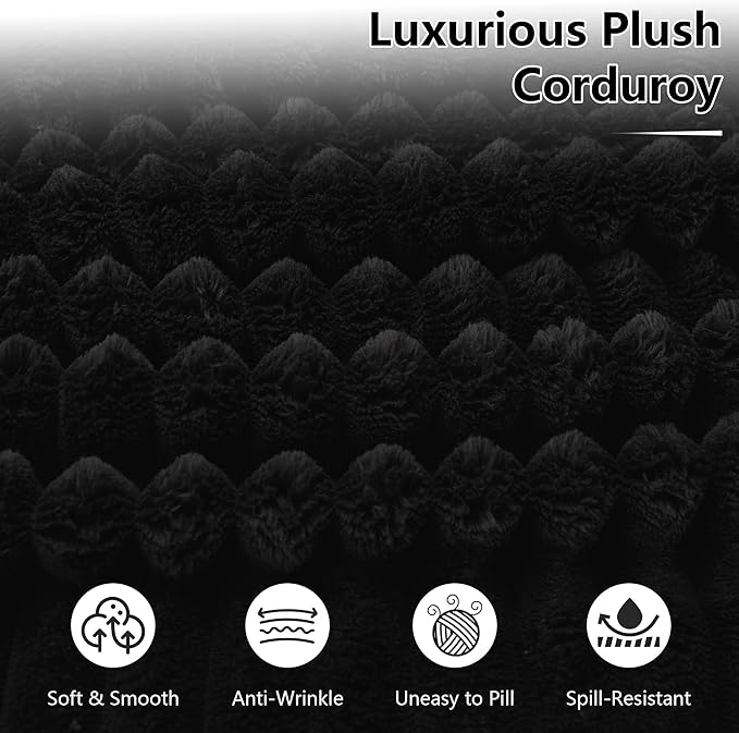 KIVENJAJA 103 Black Boneless Couches for Living Room L-Shaped Cloud Sectional Sofa with Chaise Corduroy Foam Compression Modular Set for Apartment Home Office No Assembly Required