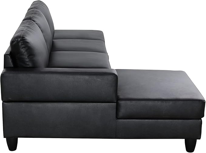 L Shaped Sectional Modern Sofa - Convertible Leather Sleeper Bed Couch Set with Reversible Chaise Lounge Modular Cloud Couch for Living Room Apartment