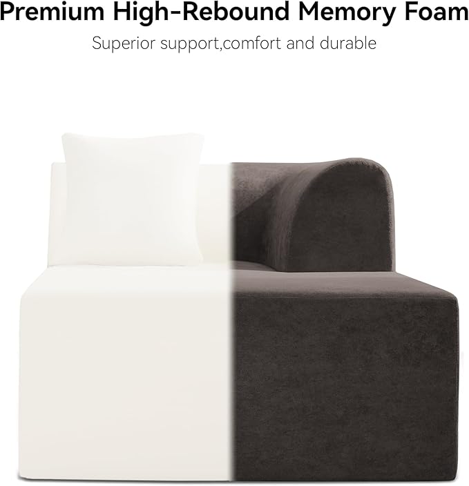 140''Oversized Cloud Velvet Curved Sectional Couch Boneless Couch with L-Shape Chaise Upholstered Compression Memory Foam Modular Sectional Sofa for Living Room No Assembly Required Brown