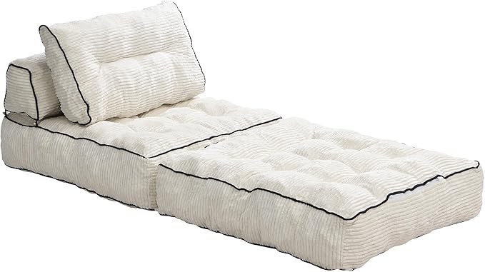 Ball &amp Cast Folding Sofa BedConvertible Sleeper Chair with Pillow &amp Back SupportFoldable Mattress with Back SupportPortable Futon Sofa Bed for Living Room BedroomBeige