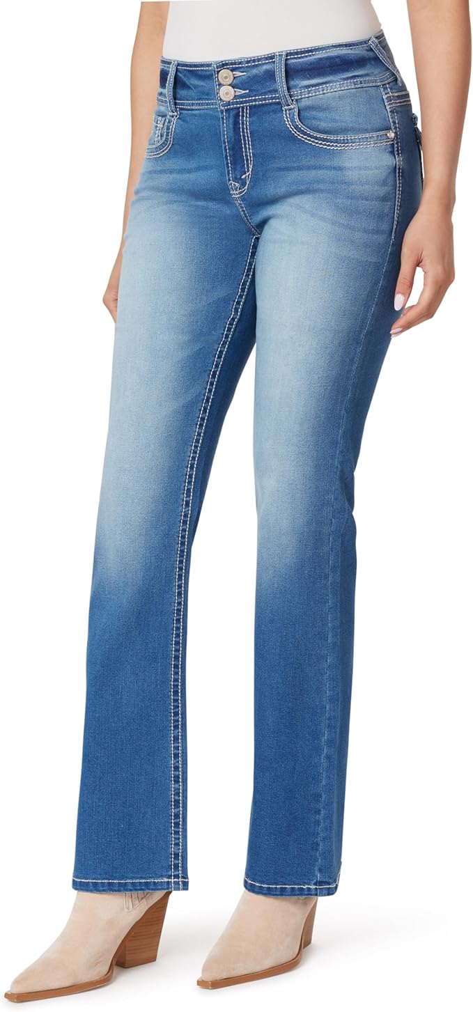 WallFlower Luscious Curvy Bootcut Jeans for Women Mid-Rise Insta Stretch Denim Size-Inclusive Juniors Jeans