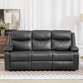 Manual Reclining Sofa - 3 Seat Recliner Sofa with Heat &amp Massage Function Wall-Hugger Reclining Sofa for Living Room (Grey)