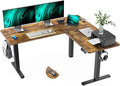 Marsail Standing Desk Adjustable Height with 4-in 1 Electical Outlet L Shaped Electric Standing Desk with Headphone Hook Stand up Desk for Home Office Sturdy Writing Workstation Rustic