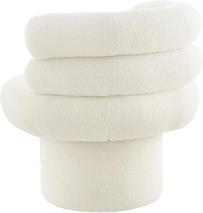 Christopher Knight Home Kayah Upholstered 360° Swivel Accent Chair Teddy Fleece Swivel Barrel Chair Modern Vanity Chair for Living Room Bedroom White