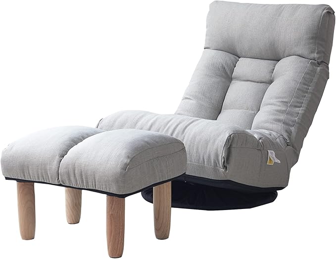 Single Reclining Chair Modern Grey Solid Recliner Adjustable Height Indoor Use Living Room
