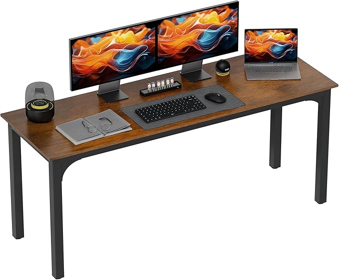 HOMCOM Modern Simple Large Computer Desk 71 Long Home Office Desk for Two Person Multi-Purpose Computer Table for Home Office Study Rustic Brown